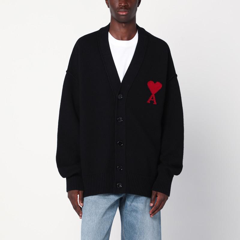 AMI Black wool Ami De Coeur cardigan