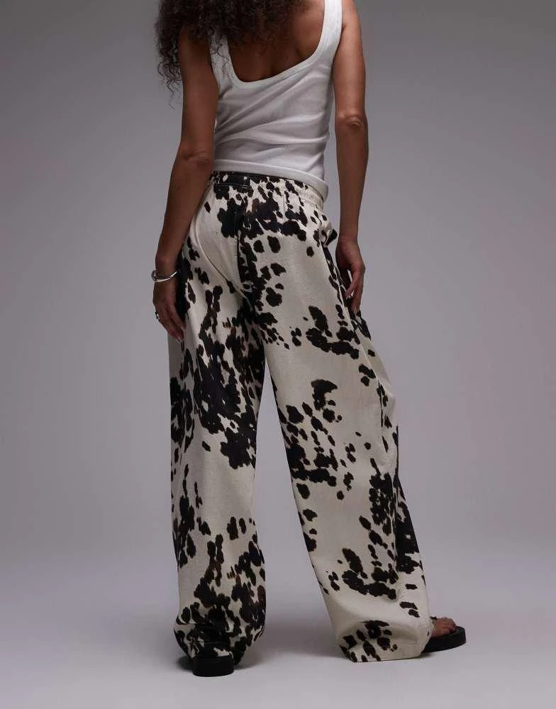 Topshop Topshop linen balloon trouser in cow print 4
