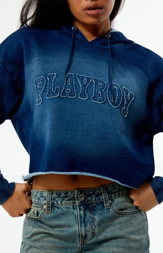 Playboy By PacSun Frayed Applique Cropped Hoodie 2