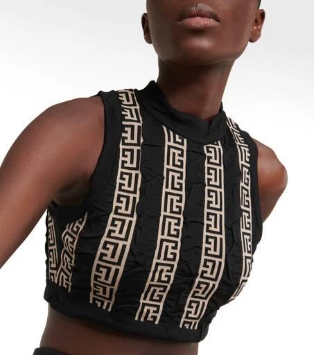 Balmain Monogram wool-blend crop top 4