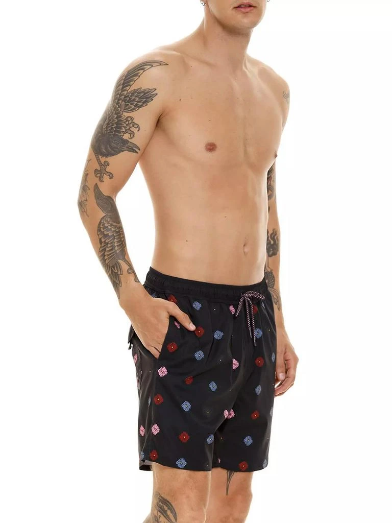 Agua Bendita Diving Into Dreams Joe Embroidered Swim Trunks 3