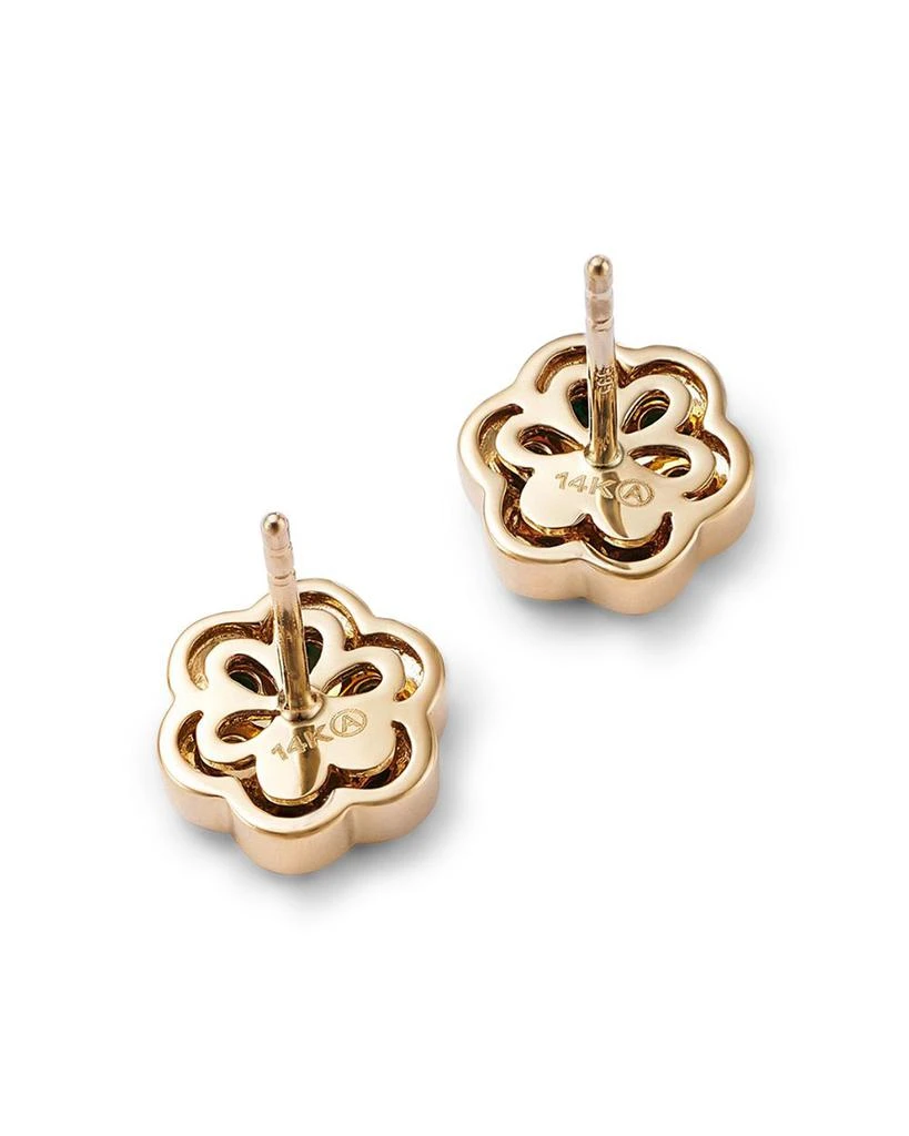 Bloomingdale's Fine Collection Emerald & Diamond Flower Stud Earrings in 14K Yellow Gold 4