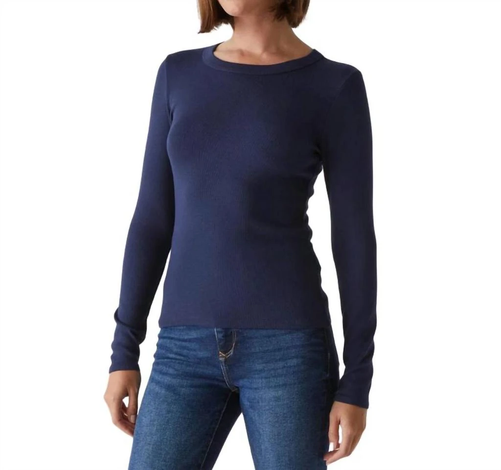 Michael Stars Long Sleeve Tee Top In Navy 1