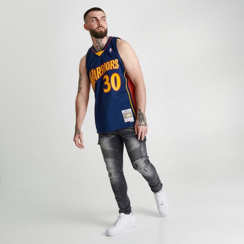 Mitchell & Ness Men's Mitchell & Ness Golden State Warriors NBA Stephen Curry 2009-10 Away Swingman Basketball Jersey