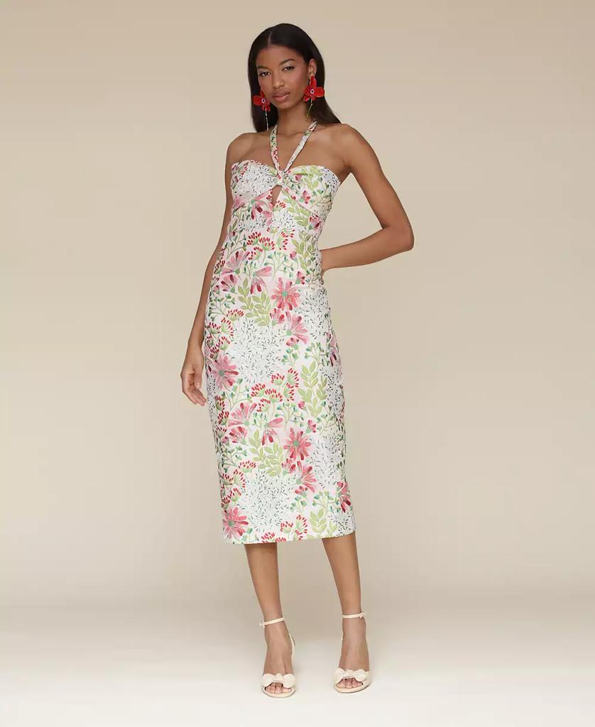 Avec Les Filles Women's Floral Brocade Halter Midi Dress