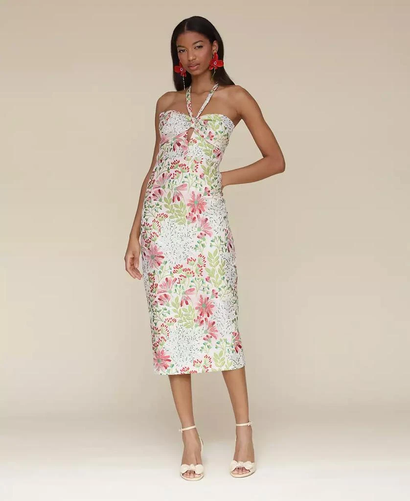 Avec Les Filles Women's Floral Brocade Halter Midi Dress 1