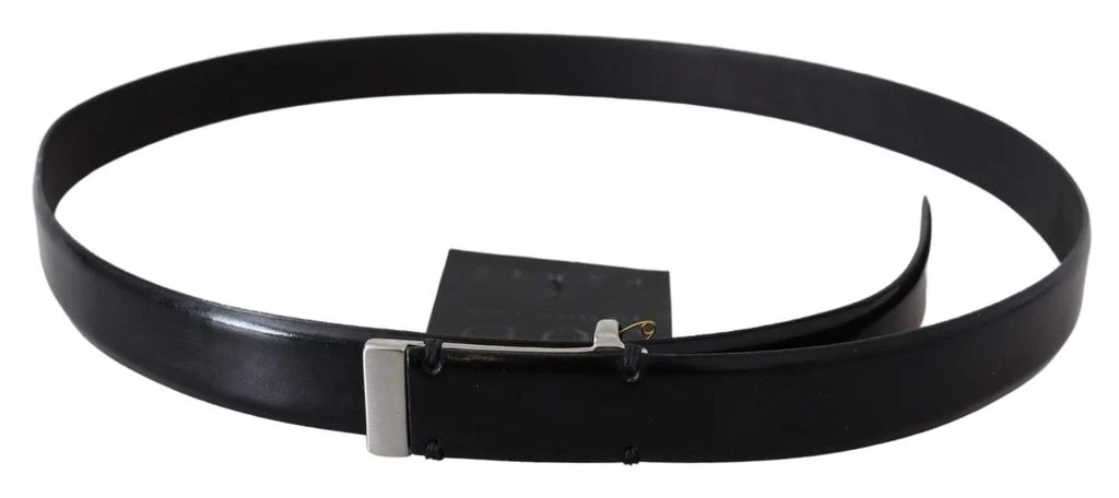 PLEIN SUD PLEIN SUD Black Leather Silver Chrome Metal Buckle Belt 2