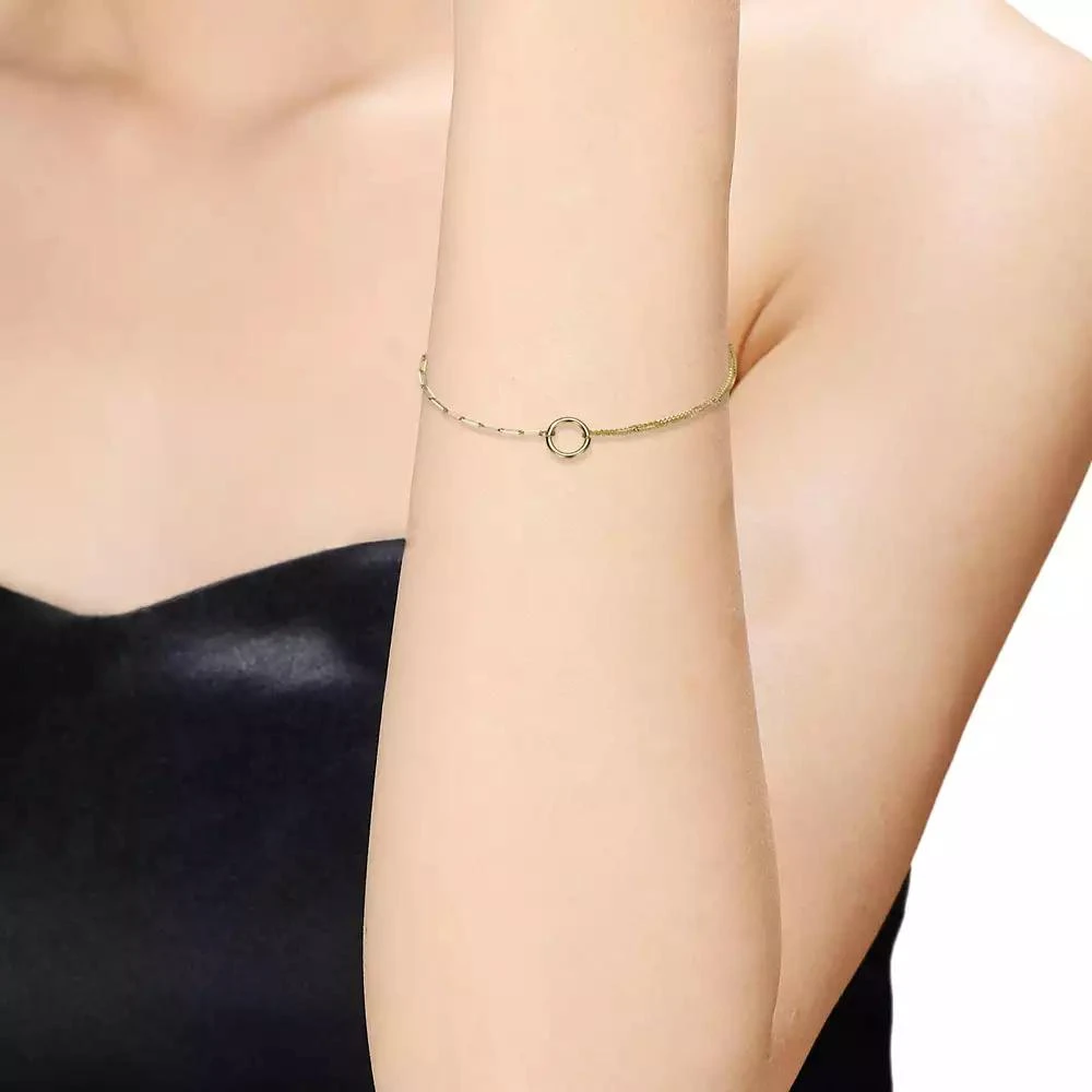 Rachel Glauber 14K Gold Plated with Circular Charm Dual Chain Bracelet 2