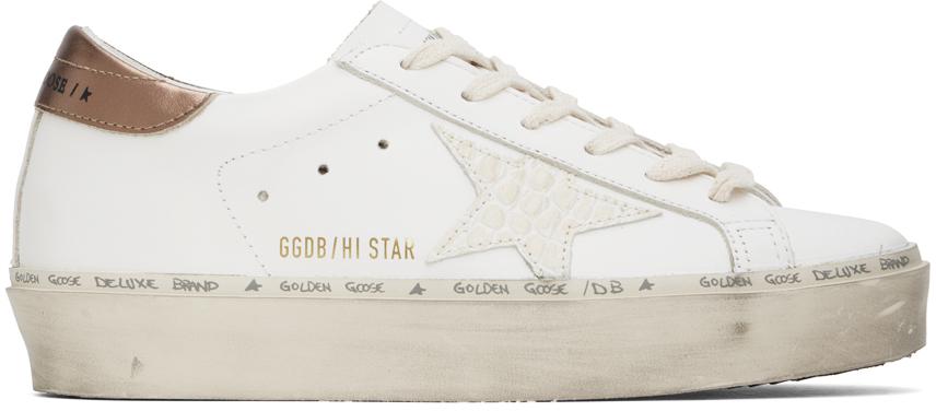 Golden Goose White & Rose Gold Hi Star Classic Sneakers