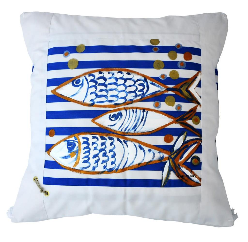 Le Botteghe Su Gologone Cotton Hand Painted Indoor Cushion 60x60 cm