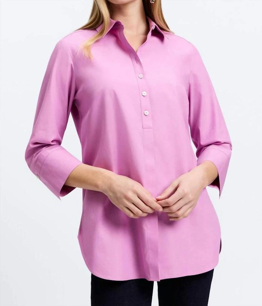 FOXCROFT Foxcroft - Madison No Iron Pinpoint 3/4 Sleeve Tunic 3
