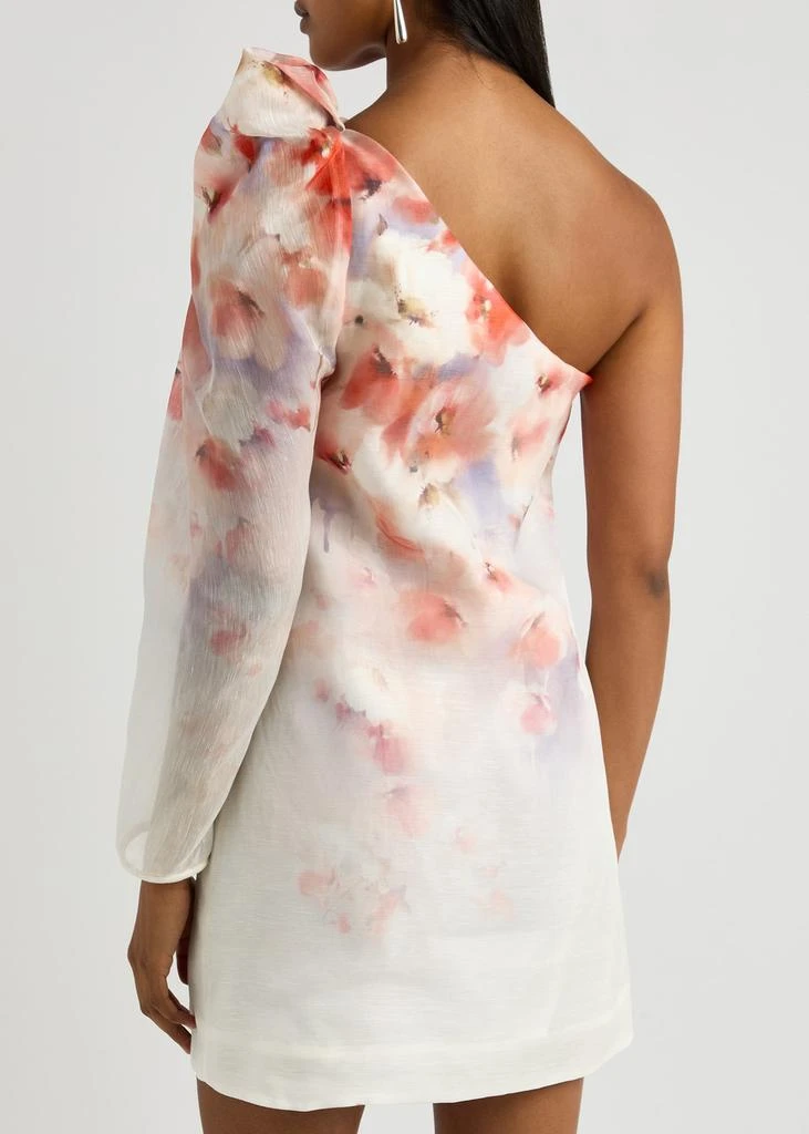 Zimmermann Crush floral-print one-shoulder linen-blend mini dress 3