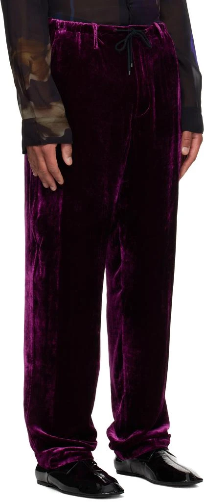 Dries Van Noten Purple Silk Velvet Trousers 2