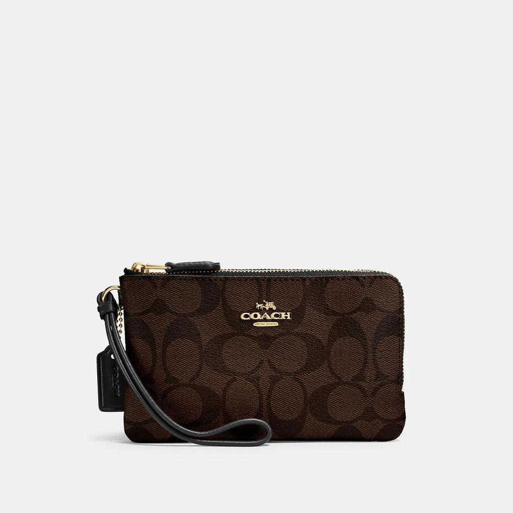 Coach Coach Outlet Double Corner Zip Wristlet In Signature Canvas 3