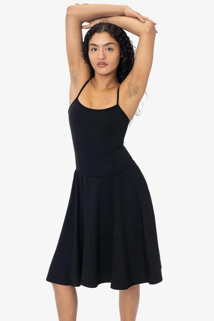 Los Angeles Apparel PON3662 - Ponte Mid-Length Drop Waist Spaghetti Dress 4