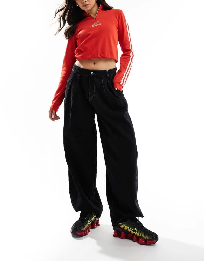 COLLUSION COLLUSION baggy parachute jeans with contrast stitch in black - BLACK 1