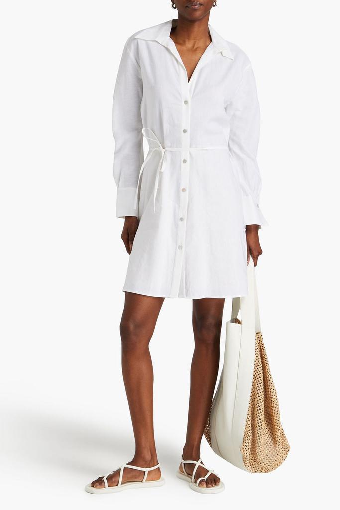 Vince Belted linen-blend mini shirt dress