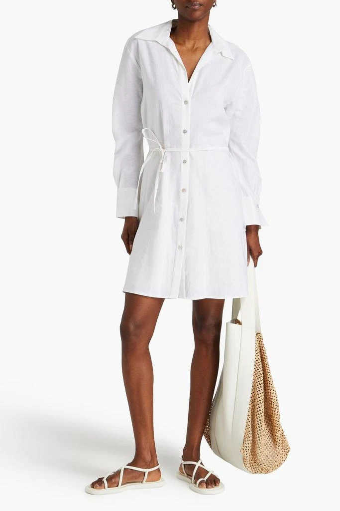Vince Belted linen-blend mini shirt dress 2