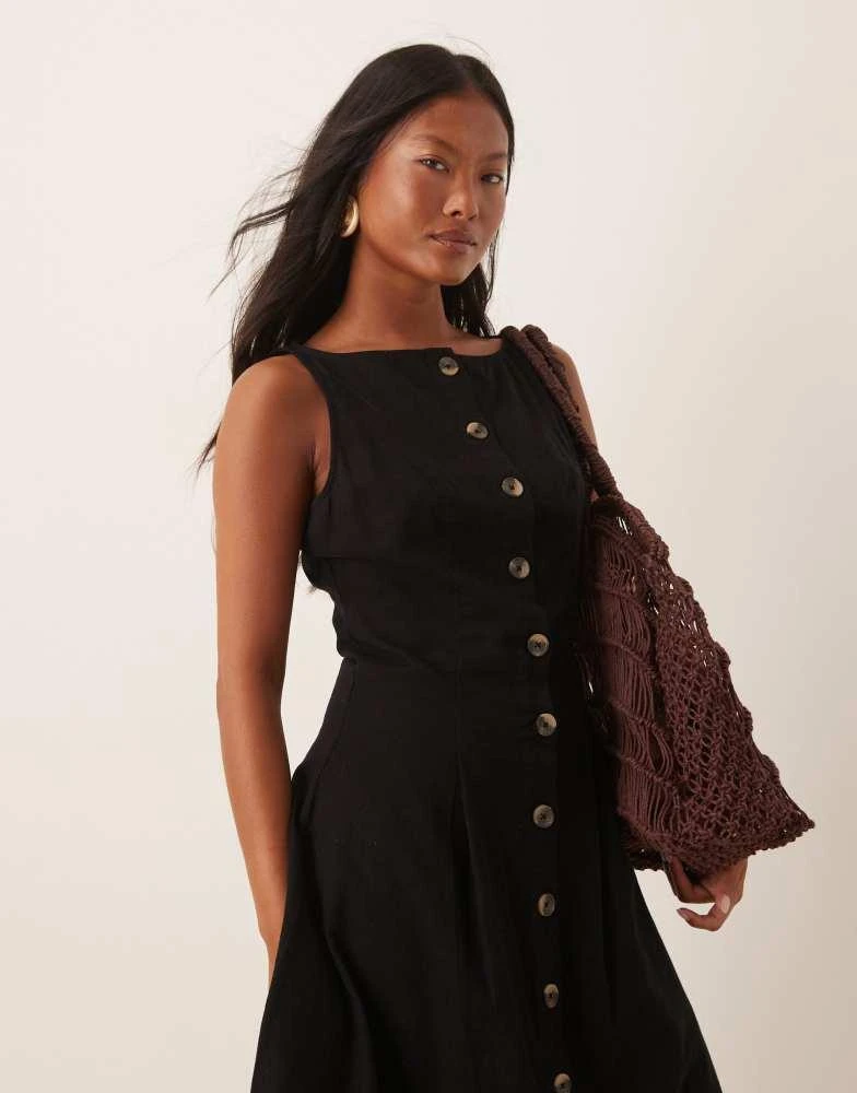 ASOS ASOS DESIGN Petite slash neck button down waistcoat midi dress black -  Dresses & Skirts - BeyondStyle