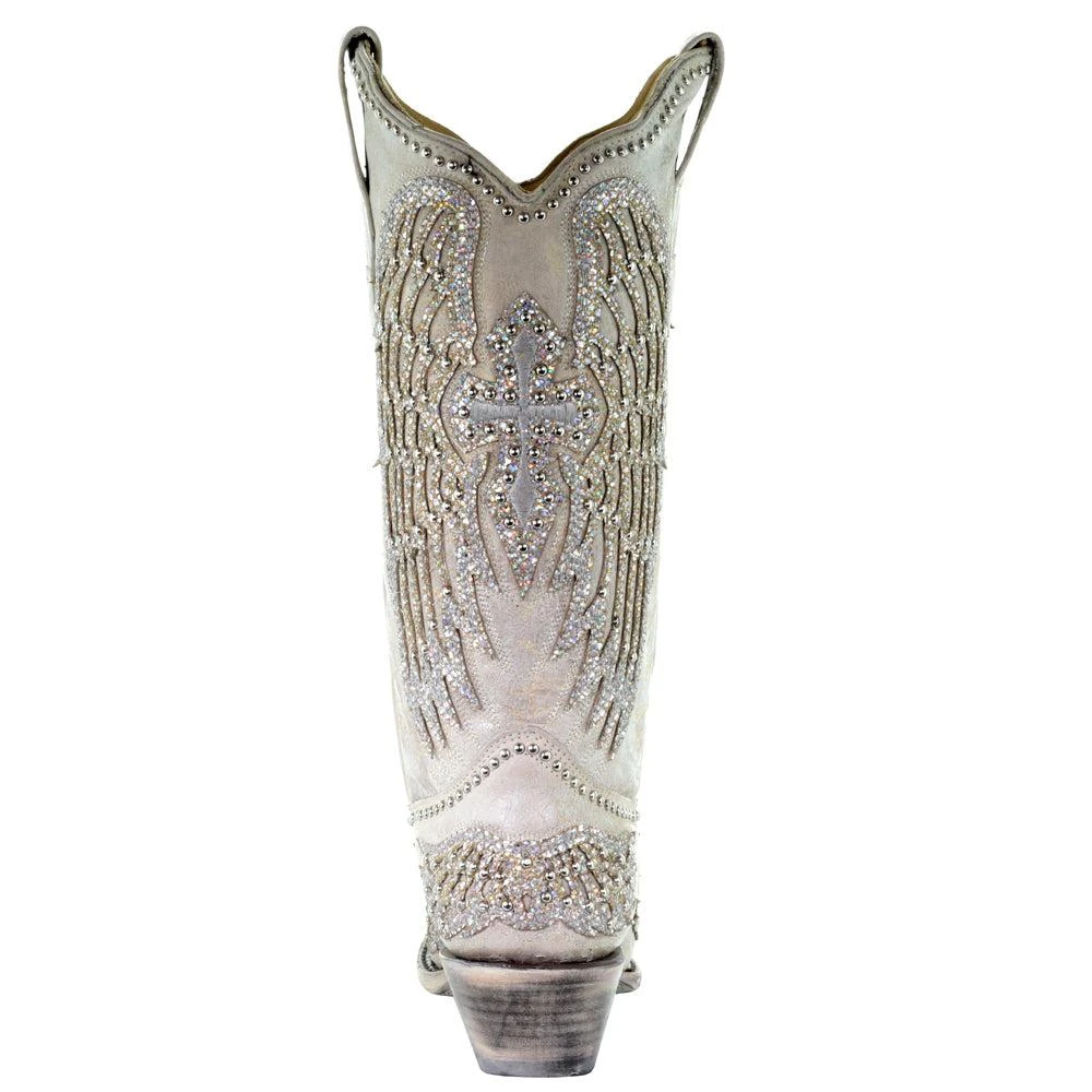 Corral Boots Glitter Cross and Wings Snip Toe Cowboy Boots 3