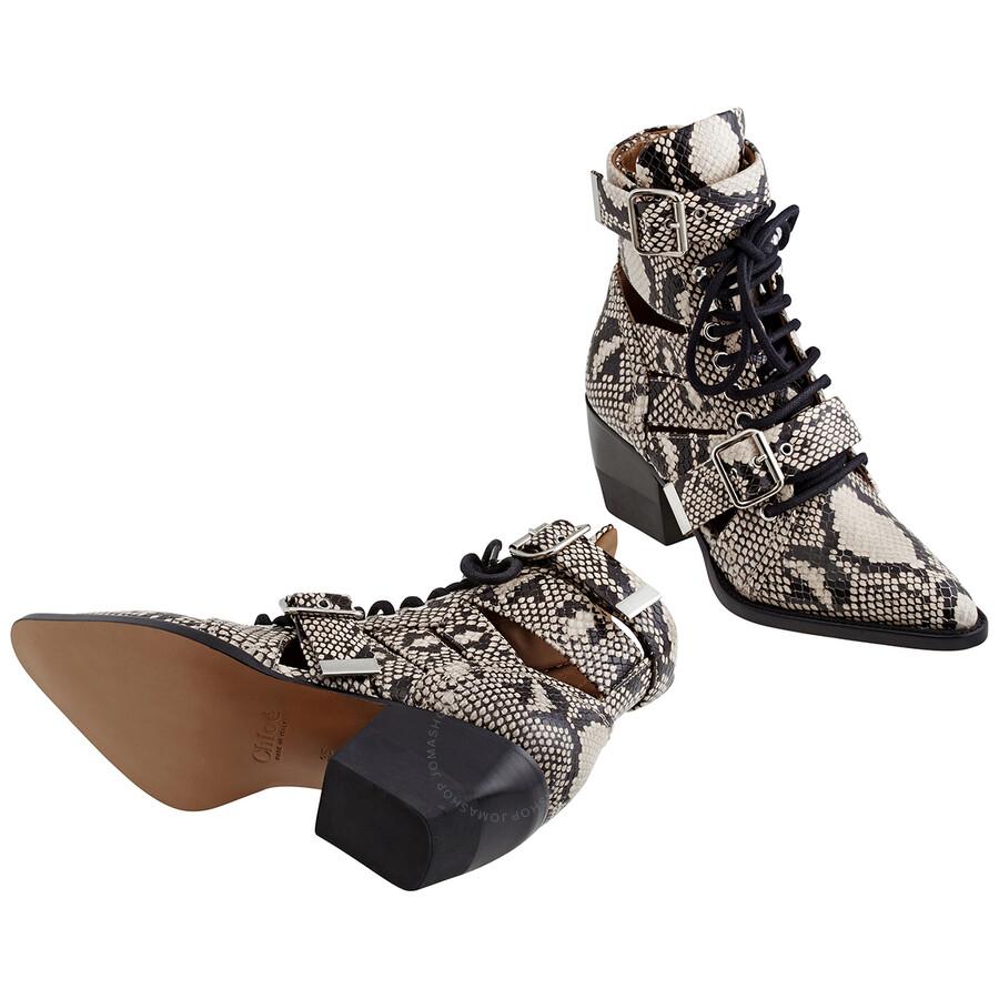 Chloé Ladies Python Boots In Grey