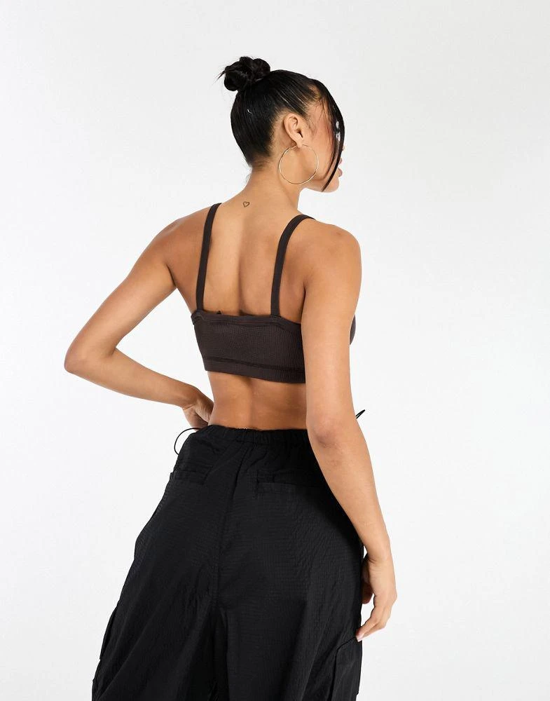 NICCE Nicce kira co-ord waffle crop tank top in charcoal grey 4