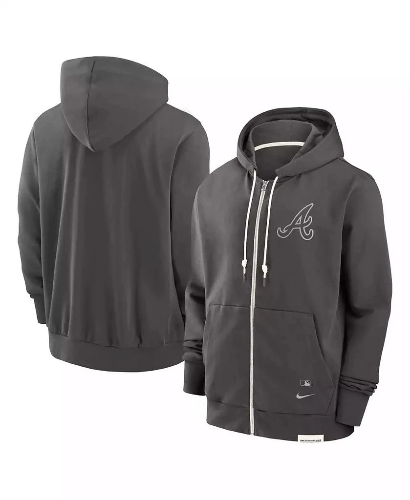 NIKE Men's Charcoal Atlanta Braves Authentic Collection Travel Player Performance Full-Zip Hoodie 1