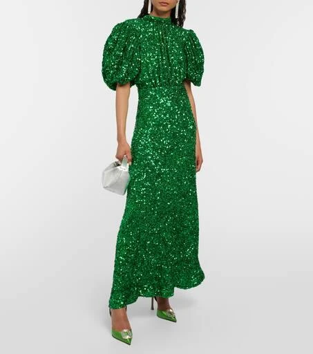 ROTATE Birger Christensen Sequined puff-sleeve maxi dress 2