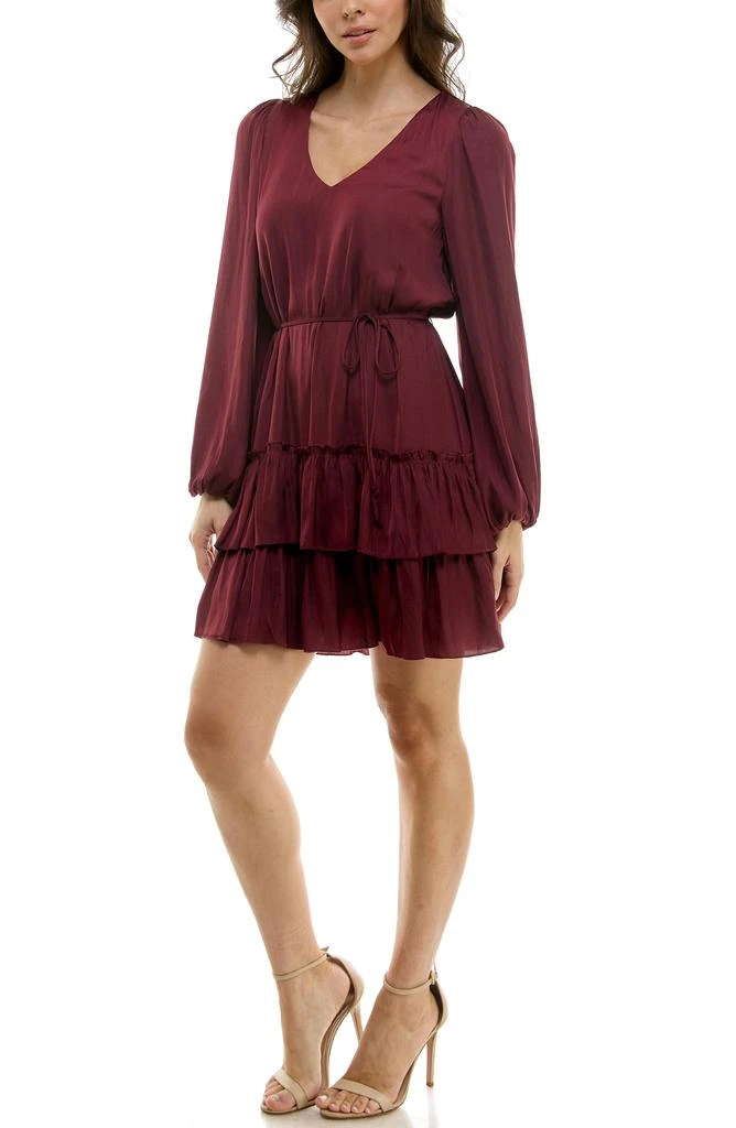 Socialite Tiered Long Sleeve Satin Dress 5