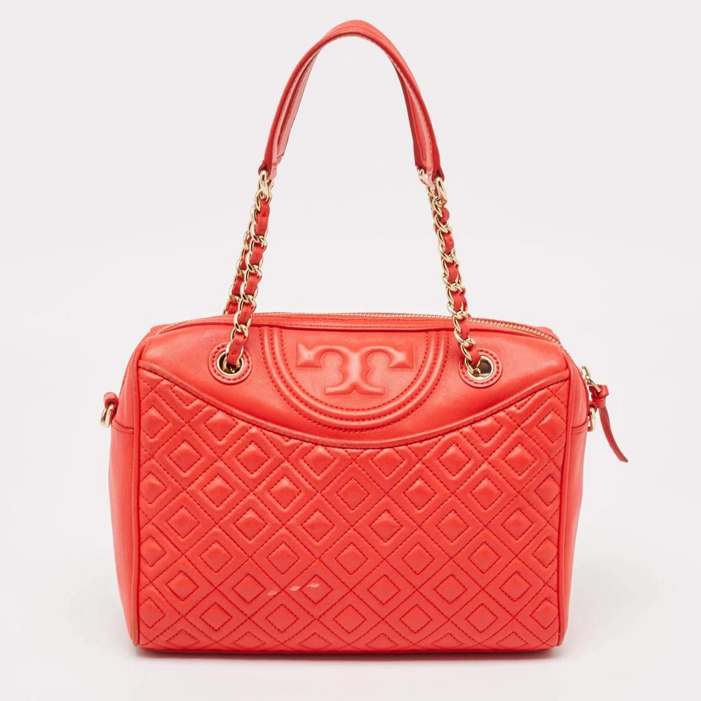 Tory Burch Tory Burch Red Quilted Leather Fleming Duffel Bag 4