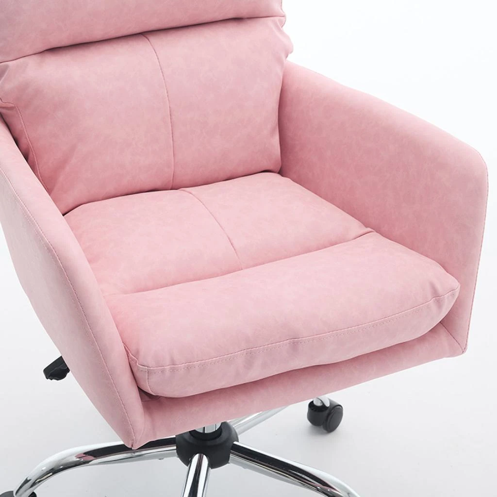 Streamdale Furniture Streamdale Office chair, PU leather, adjustable height, Black base, pink. 6