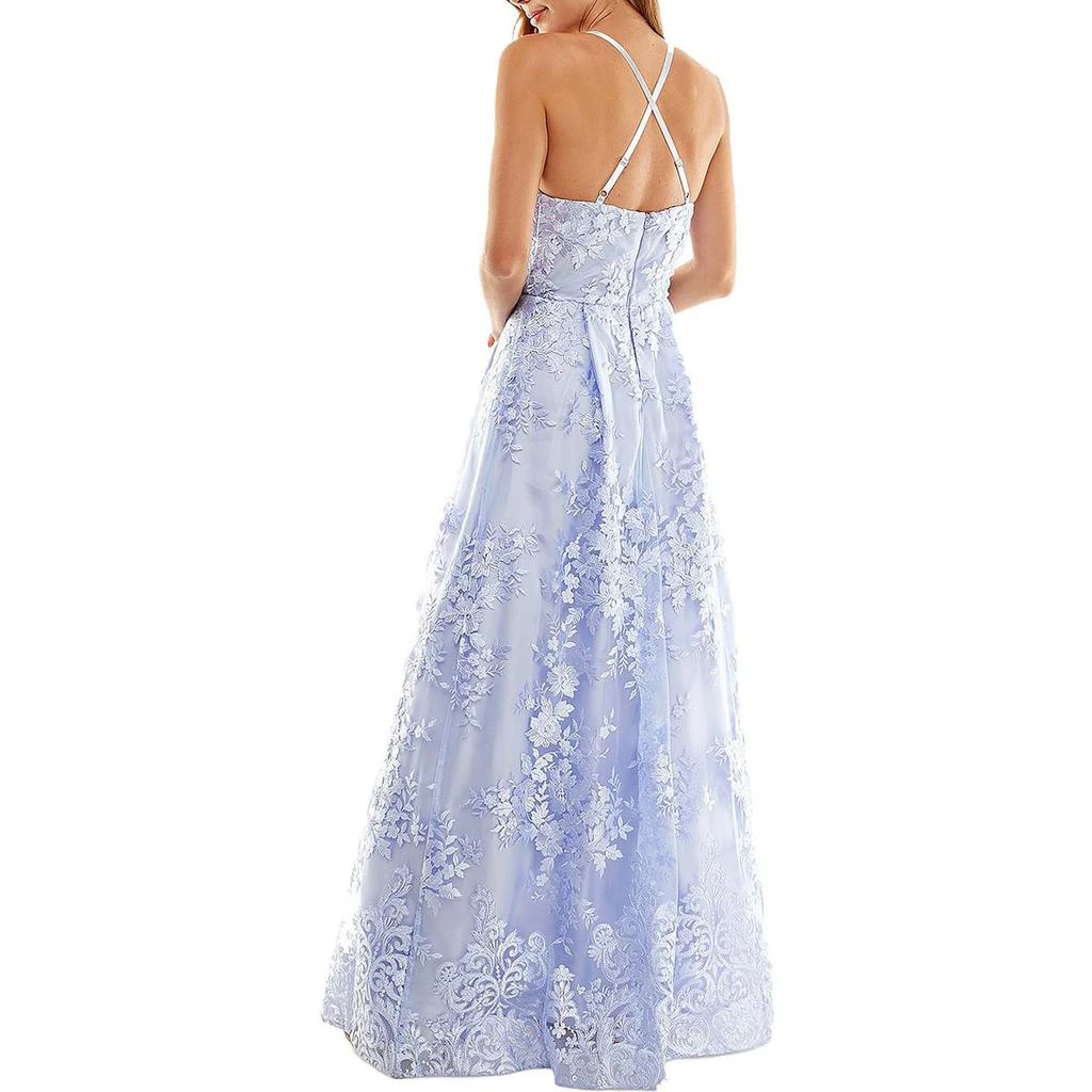 BCX Juniors Womens Floral Embroidered Maxi Evening Dress 2