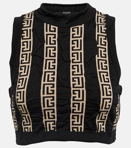 Balmain Monogram wool-blend crop top 1