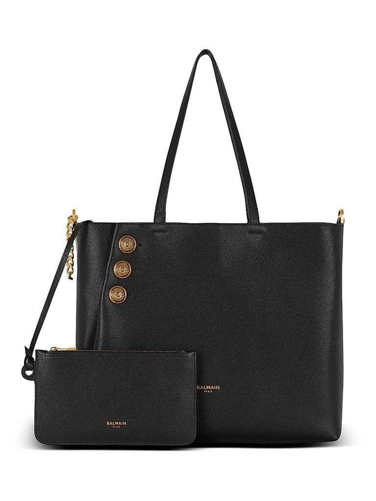 Balmain Emblème Grained Leather Tote Bag 1