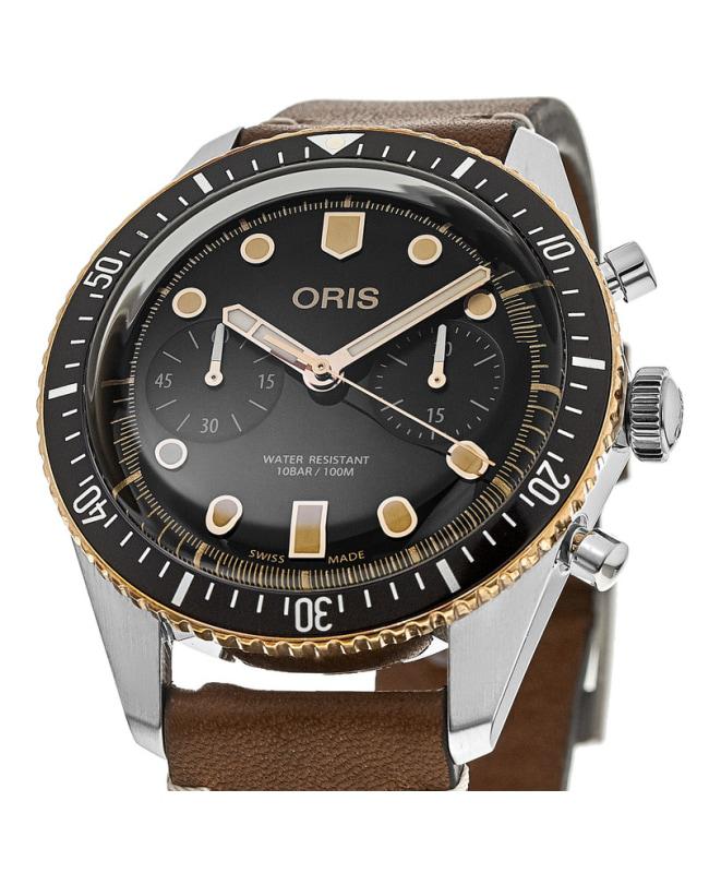 Oris Oris Divers Sixty-Five Chronograph Automatic Black Dial Brown Leather Strap Men
s Watch 01 771 7744 4354-07 5 21 45