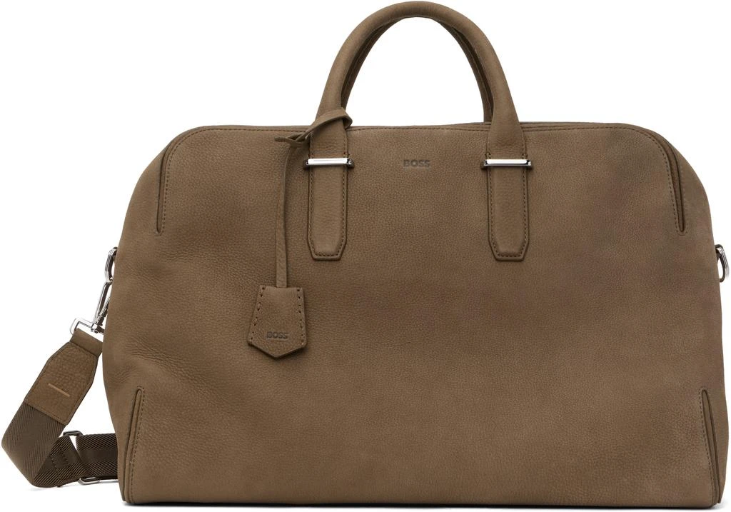 Brown Pebble-Grained Leather Duffle Bag – On Sale Now with Up to