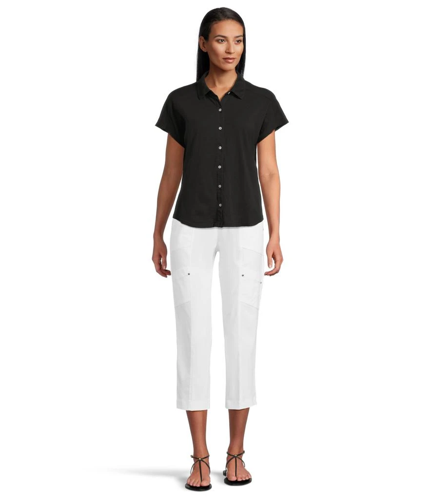 Elliott Lauren Enzyme Wash Jersey - Short Sleeve Button Front Tee with Collar 5