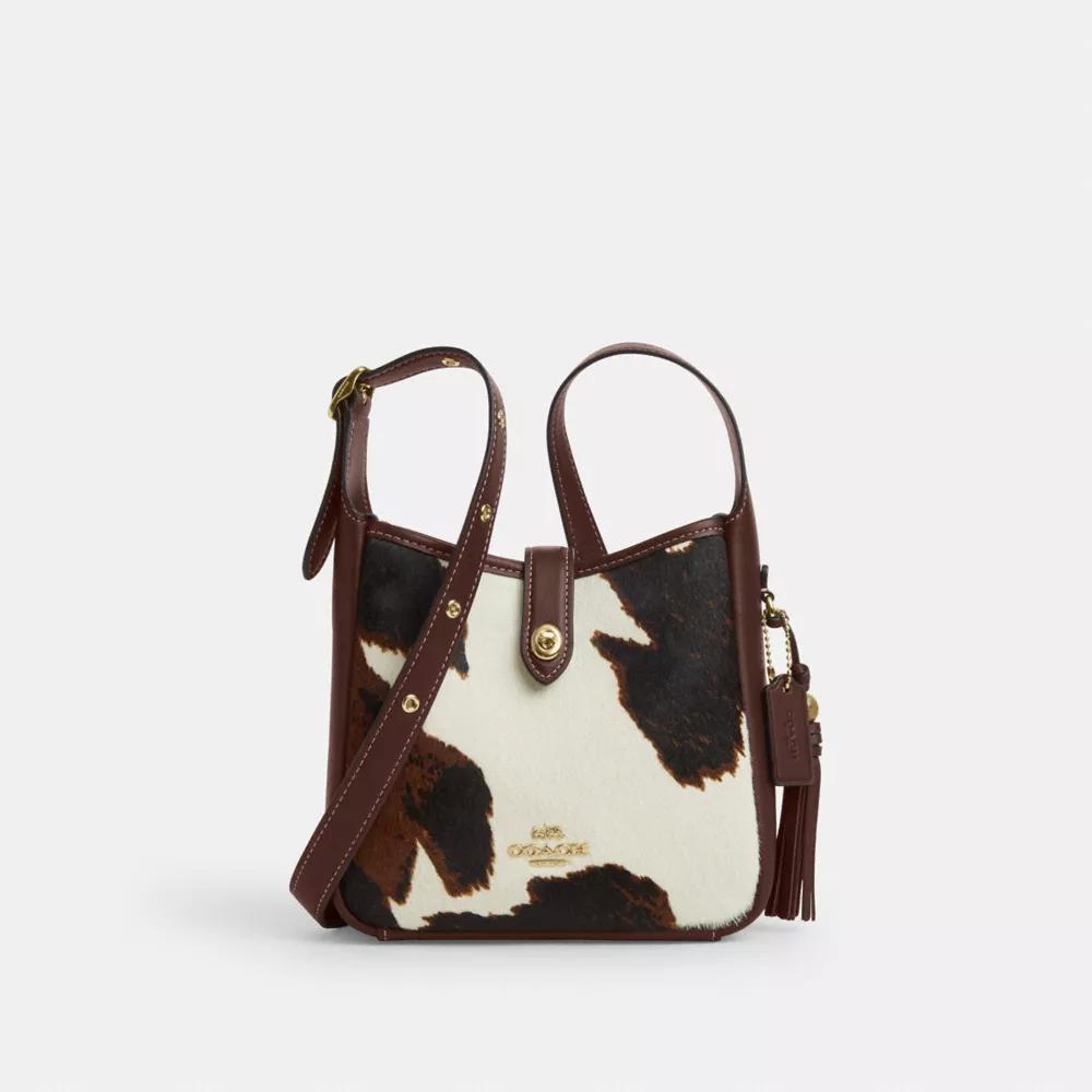 Coach Hadley Mini Crossbody Bag With Cow Print And Tassel