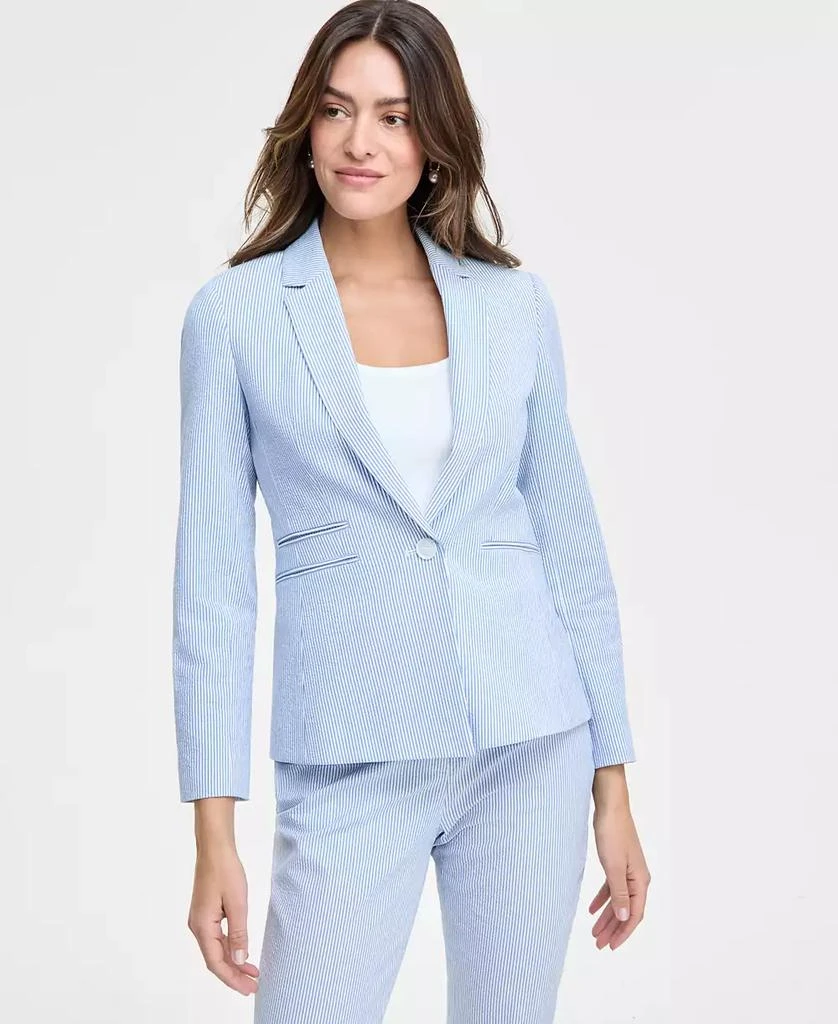Tahari Women's Seersucker Ruched-Sleeve Jacket 1