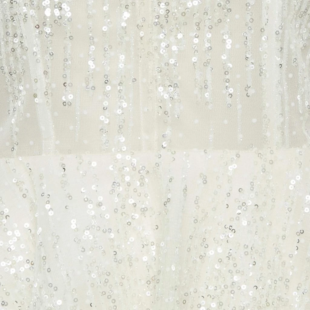BRONX AND BANCO Bronx & Banco White Sequin Tulle Feather Trim Mademoiselle Bridal Mini Dress S 3