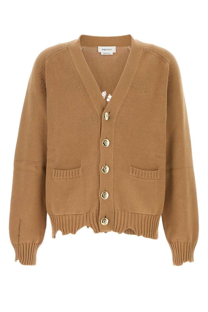 Shop Alexander McQueen Ribbed Knit Zip-Up Cardigan on Sale at