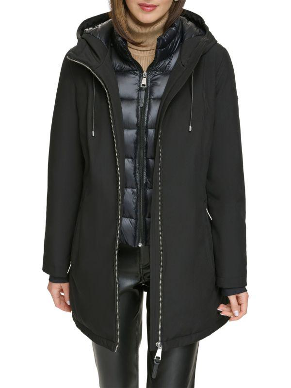 DKNY Longline Hooded Puffer Jacket - Coats - BeyondStyle