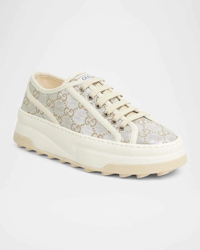 Gucci Tennis Treck GG Metallic Flatform Sneakers 2
