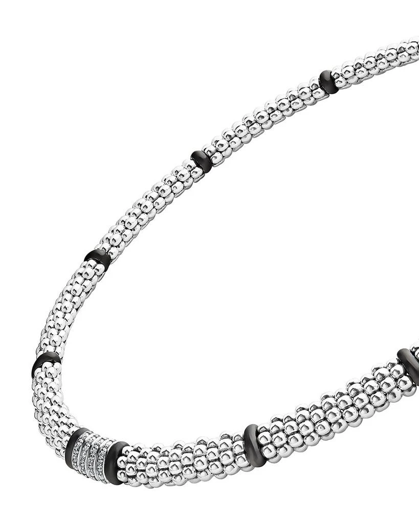 LAGOS Sterling Silver Black Caviar Diamond & Ceramic Station Necklace, 16" 3