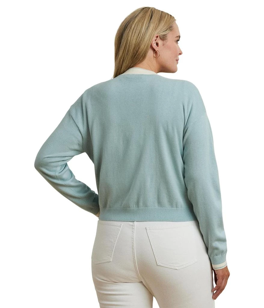 Ralph Lauren Plus Size Two-tone Cotton-blend Cardigan 2