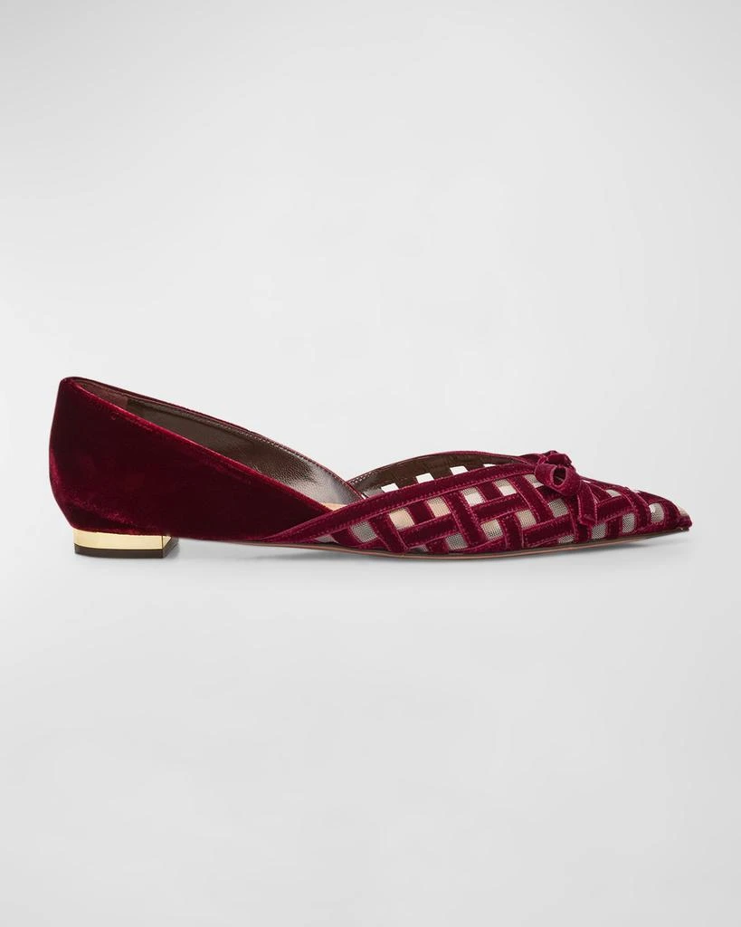 Aquazzura Romance Velvet Bow Ballerina Flats 1