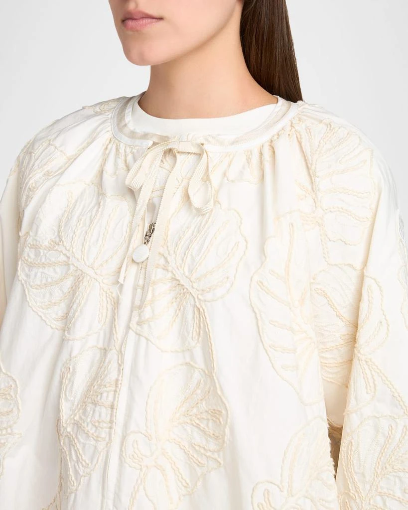 Moncler Embroidered Zip-Front Cape Top 5
