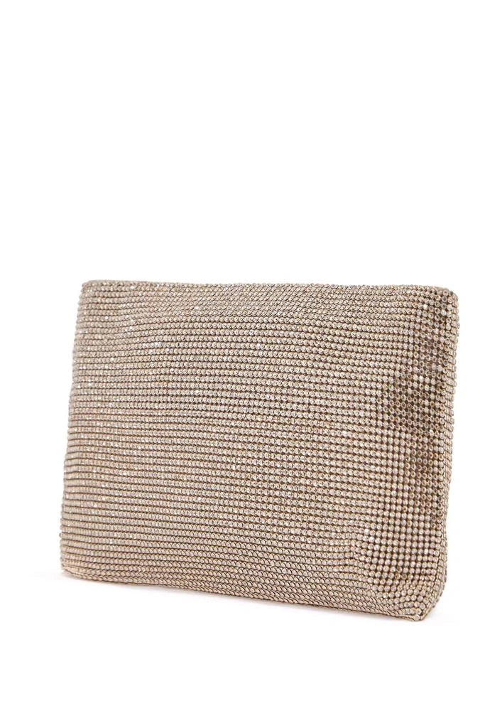 BENEDETTA BRUZZICHES compact rectangular bag in light gold rhinestones with elegant and sophisticated chain 2