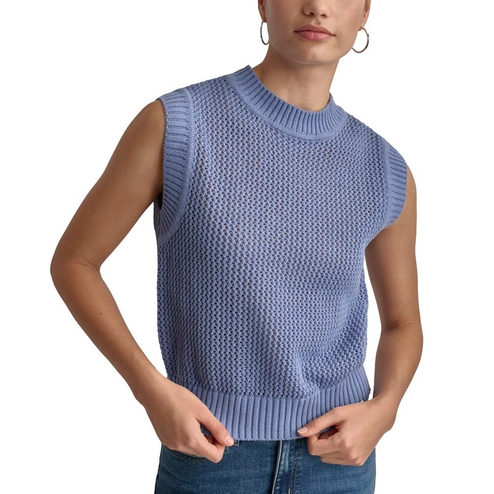 DKNY Women's Cotton Open-Stitch Sweater Vest 1