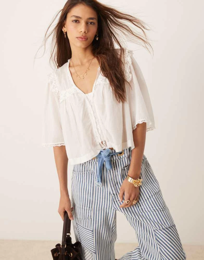Free People Free People luna cropped boho blouse in white 1